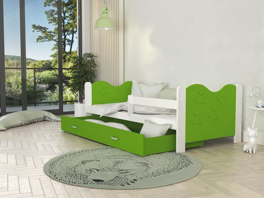 Łóżko parterowe 160x80 białe zielone MIKOŁAJ SpokojneSny