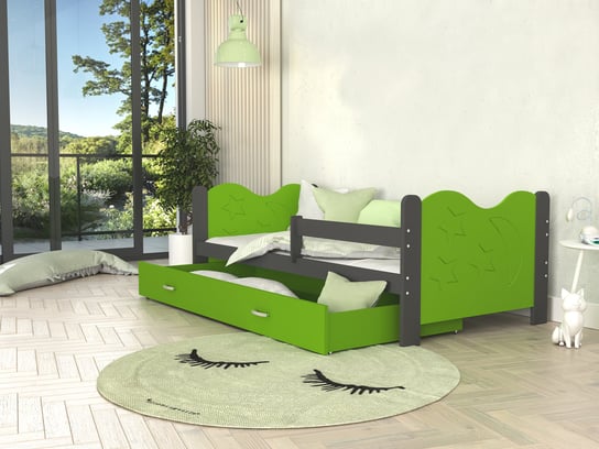 Łóżko parterowe 160x80 szare zielone MIKOŁAJ SpokojneSny