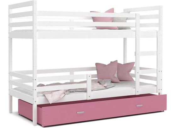 Łóżko piętrowe 160x80 białe różowe JACEK SpokojneSny