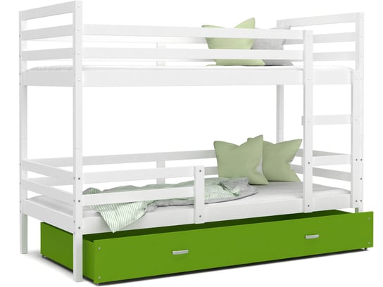 Łóżko piętrowe 160x80 białe zielone JACEK SpokojneSny