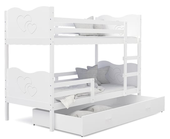 Łóżko piętrowe 190x80 białe + materace MAX SpokojneSny