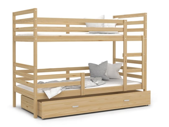 Łóżko piętrowe 190x80 drewniane sosna JACEK 3-osobowe SpokojneSny