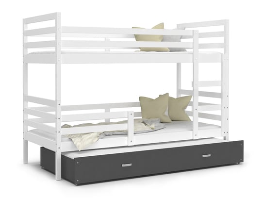 Łóżko piętrowe 200x90 białe szare JACEK 3-osobowe SpokojneSny