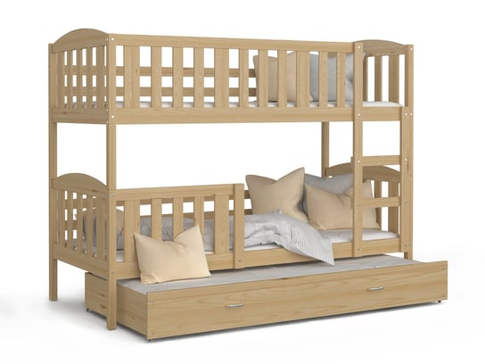 Łóżko piętrowe 200x90 drewniane sosna KUBUŚ 3-osobowe SpokojneSny