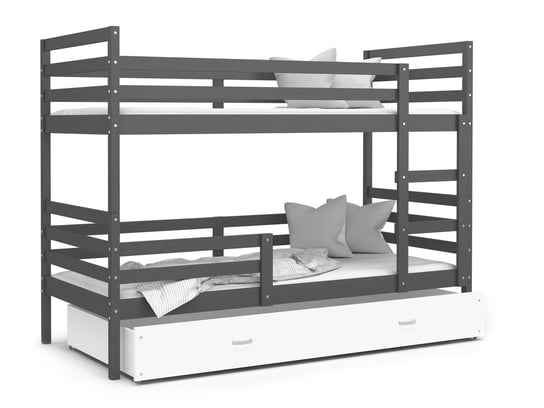 Łóżko piętrowe 200x90 szare białe JACEK 3-osobowe SpokojneSny