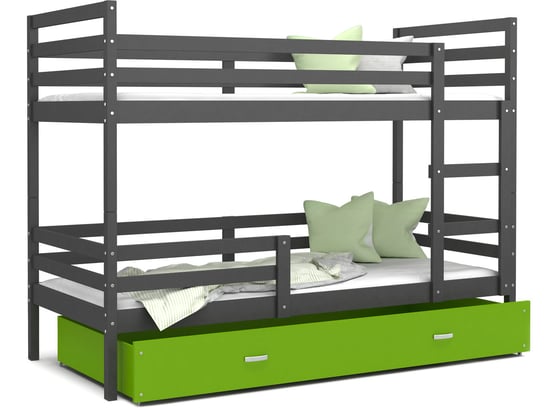Łóżko piętrowe 200x90 szare zielone JACEK SpokojneSny