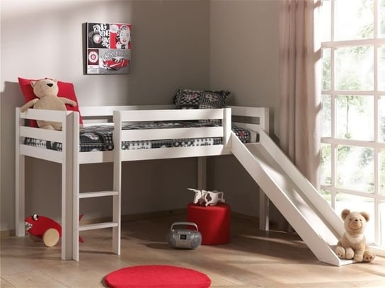 Łóżko piętrowe dla dziecka, Sosna Biała, Vipack, Pino, ze zjeżdżalnią VIPACK