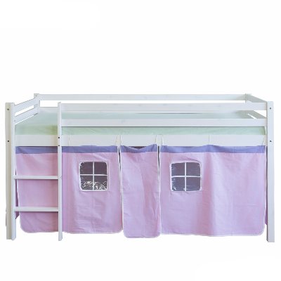 Łóżko piętrowe, kurtyna, różowe, 207x110x97 cm HomeStyle4u