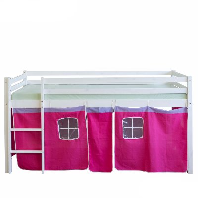 Łóżko piętrowe, kurtyna, różowe, 208x110x97 cm HomeStyle4u