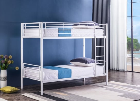 Łóżko piętrowe metalowe z materacami H3 90x200 białe Inna marka