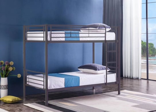 Łóżko piętrowe metalowe z materacami H3 90x200 czarne Inna marka