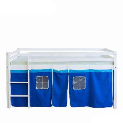 Łóżko piętrowe niebieskie, kurtyna, 207x110x97 cm HomeStyle4u