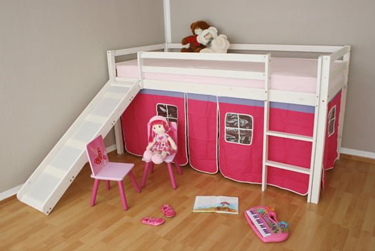 Łóżko piętrowe różowe ze zjeżdżalnią, Home Style, 90x200 cm HomeStyle4u