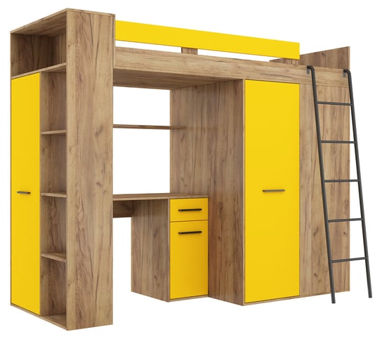 Łóżko piętrowe VERANA prawa craft złoty / żółty BIM Furniture