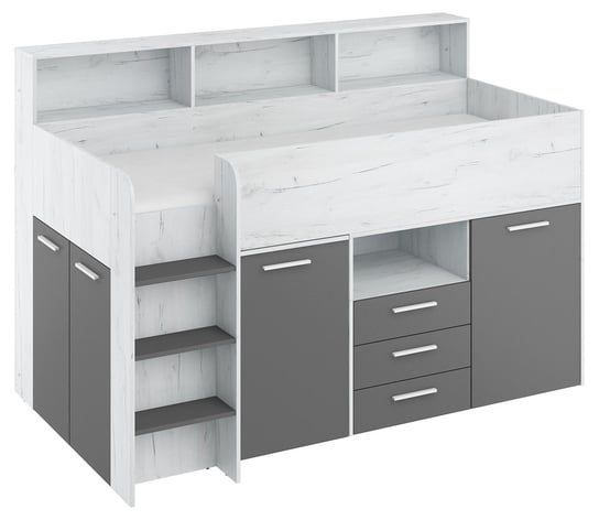 Łóżko Piętrowe Z Biurkiem Neo Lewe Craft Biały / Grafit BIM Furniture