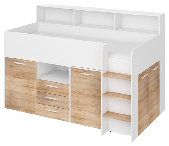 Łóżko Piętrowe Z Biurkiem Neo Prawe Biały / Dąb Sonoma BIM Furniture