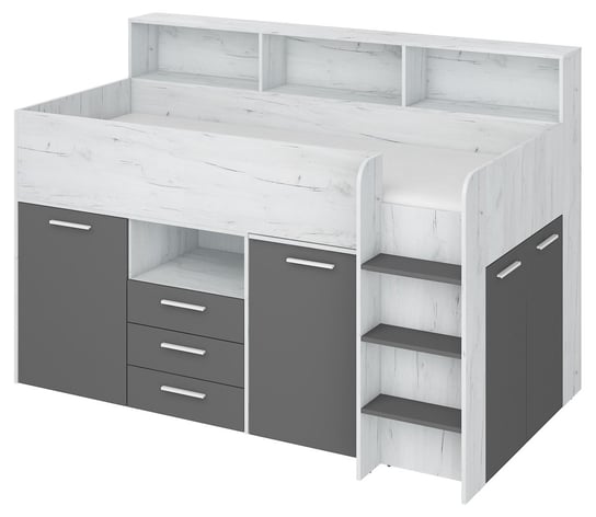 Łóżko Piętrowe Z Biurkiem Neo Prawe Craft Biały / Grafit BIM Furniture