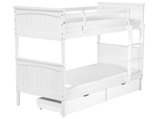 Łóżko piętrowe z szufladami drewniane białe Radon 90x200 cm Beliani