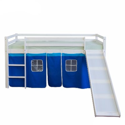 Łóżko piętrowe ze zjeżdżalnią, niebieskie, 207x110x97 cm HomeStyle4u
