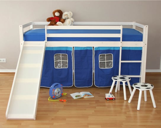 Łóżko piętrowe, ze zjeżdżalnią, niebieskie, 208x110x97 cm HomeStyle4u