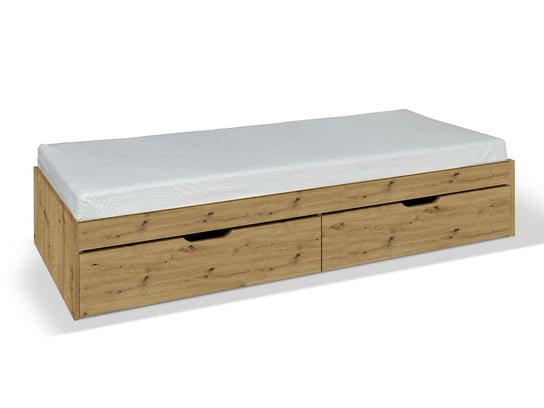 Łóżko pojedyńcze pod materac 80x200 z szufladami dąb artisan bez zagłówka Domiko Meble