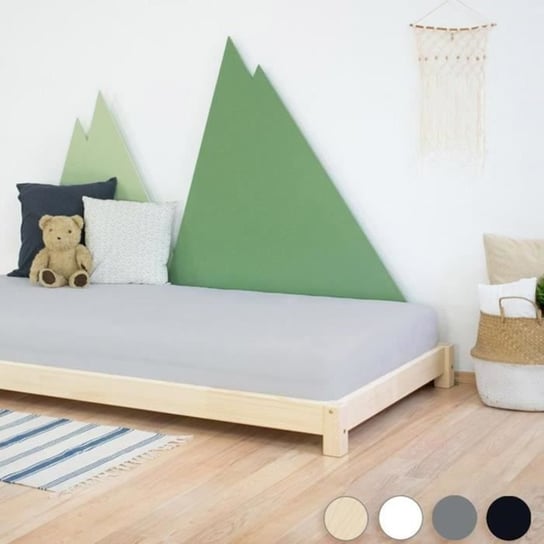 Łóżko pojedyncze z litego drewna naturalnego 90 x 160 cm - Benlemi - TEENY - Biały - Klasyczny - Ponadczasowy - Listwowy Inna marka