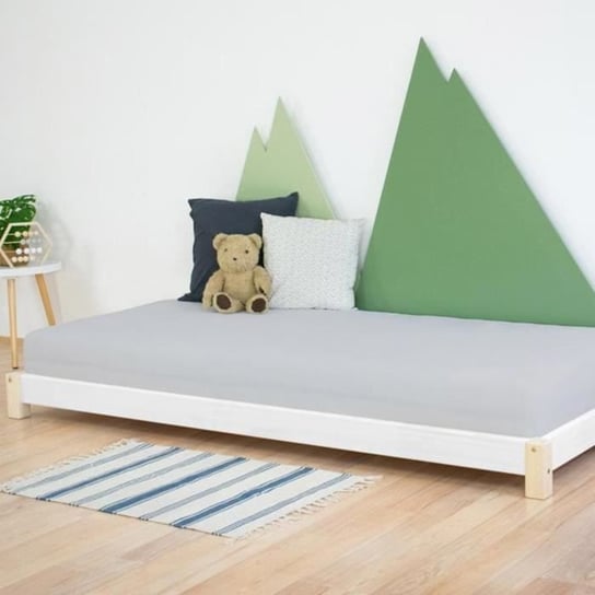 Łóżko pojedyncze z naturalnego i białego litego drewna 80 x 160 cm Inna marka