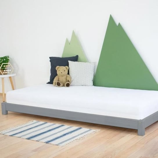 Łóżko pojedyncze z szarego litego drewna - Benlemi - TEENY - 90 x 160 cm - Z szufladami - Styl klasyczny Inna marka