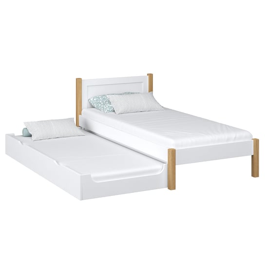 Łóżko pojedyncze z szufladą na materac N02 biało dębowy 100x180 N-Wood
