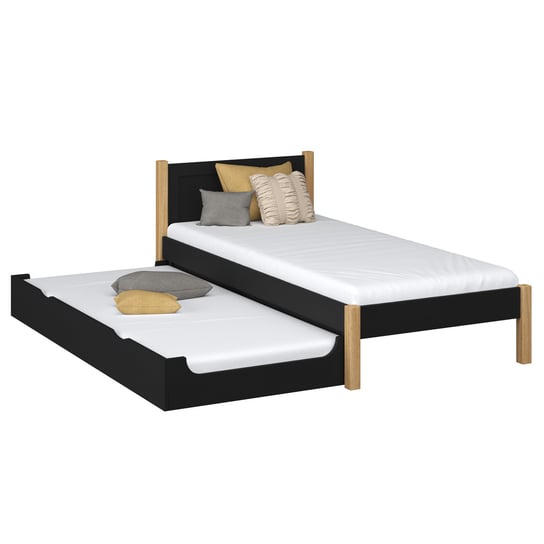 Łóżko pojedyncze z szufladą na materac N02 czarno dębowy 100x190 N-Wood