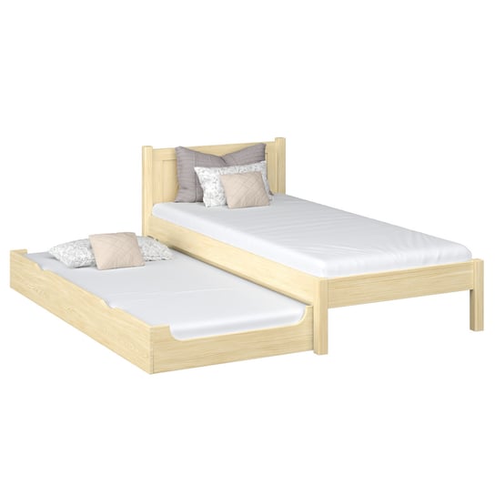 Łóżko pojedyncze z szufladą na materac N02 sosna bezbarwna 120x180 N-Wood
