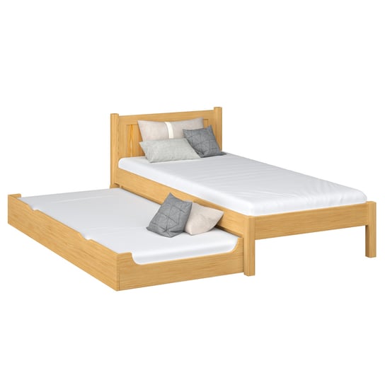 Łóżko pojedyncze z szufladą na materac N02 sosna naturalna 90x200 N-Wood