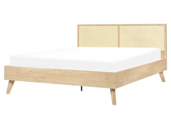 Łóżko rattanowe 160 x 200 cm jasne drewno MONPAZIE Beliani