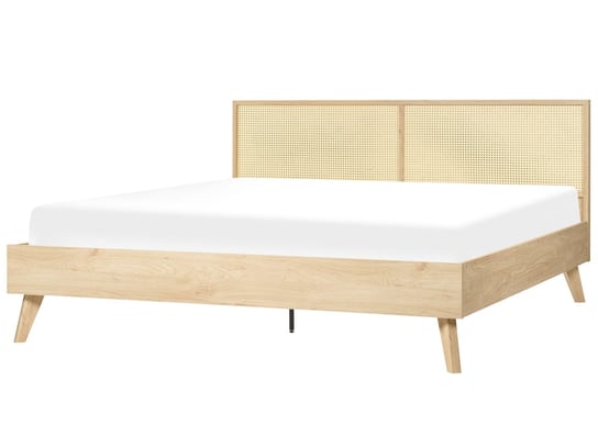 Łóżko rattanowe 180 x 200 cm jasne drewno MONPAZIE Beliani