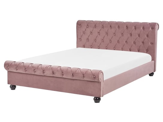 Łóżko różowe, Chesterfield, 160x200 Beliani