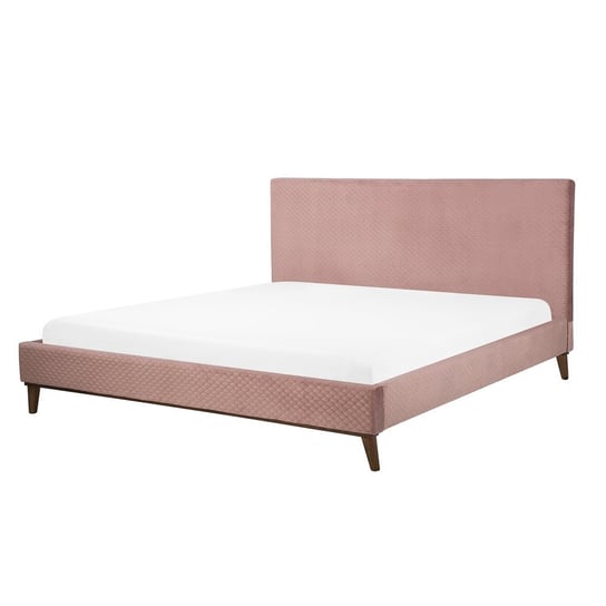 Łóżko różowe, tapicerowane, 180x200 Beliani