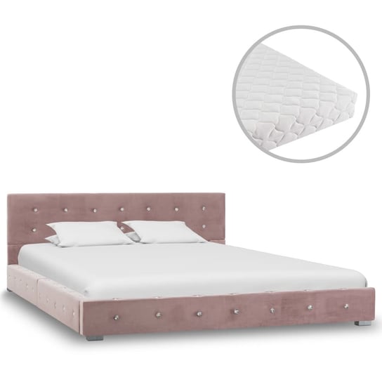 Łóżko różowe, z materacem, 140x200 vidaXL