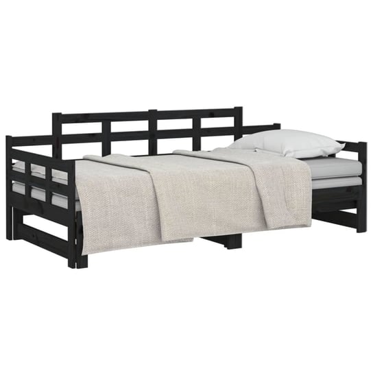 Łóżko rozsuwane czarne z litego drewna sosnowego, 2 szt. 90x200 cm Shumee