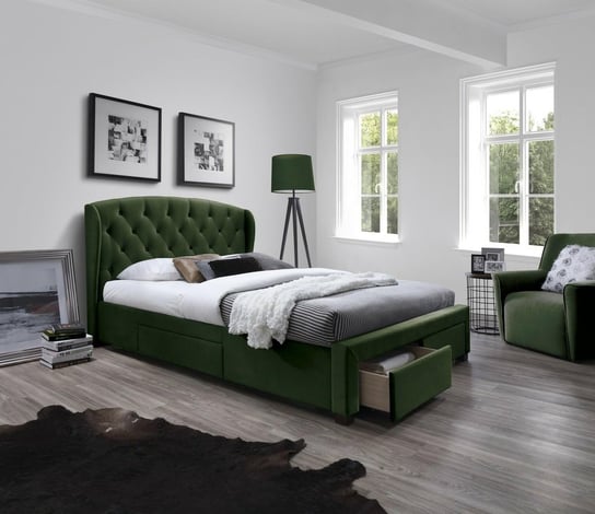 Łóżko Saba z szufladami ciemny zielony Intesi