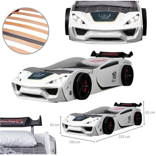 Łóżko Samochód Artnico Vento Eco Car Bed Led Białe Auto Sportowe ARTNICO