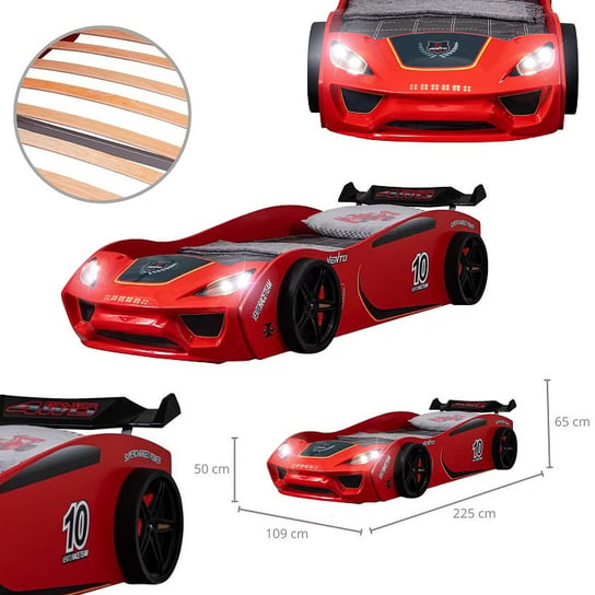 Łóżko Samochód Artnico Vento Eco Car Bed Led Czerwone Auto Sportowe ARTNICO