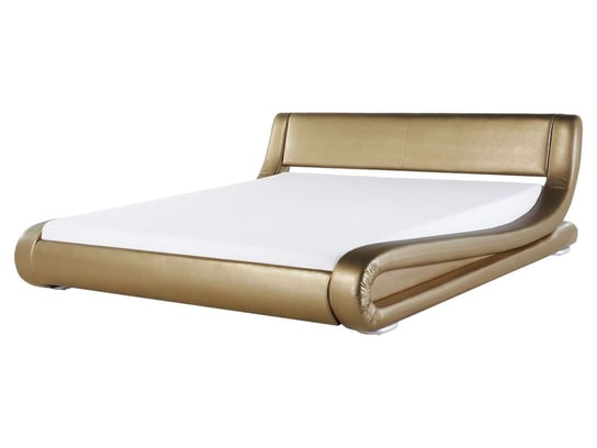 Łóżko skórzane 160 x 200 cm złote AVIGNON Beliani