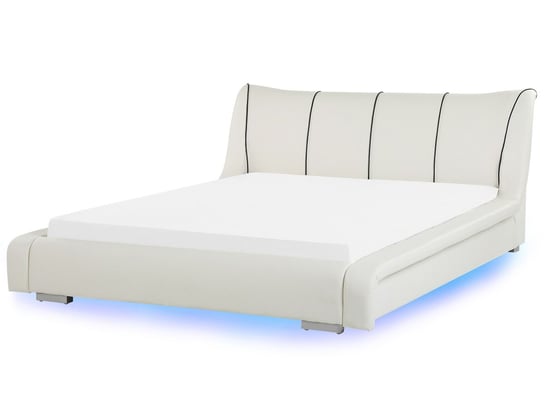 Łóżko skórzane LED, białe, Beliani Nantes, 97x208x237 cm Beliani