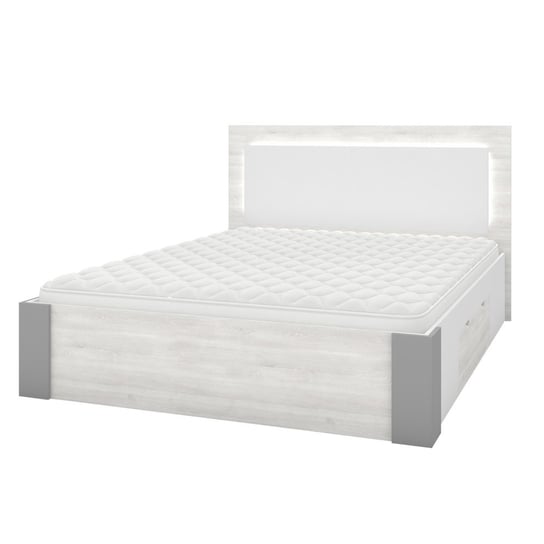 Łóżko Sypialniane z szufladami HELIOS 160/200 + drabinki - biały/kathult IDŹCZAK MEBLE Idźczak Meble