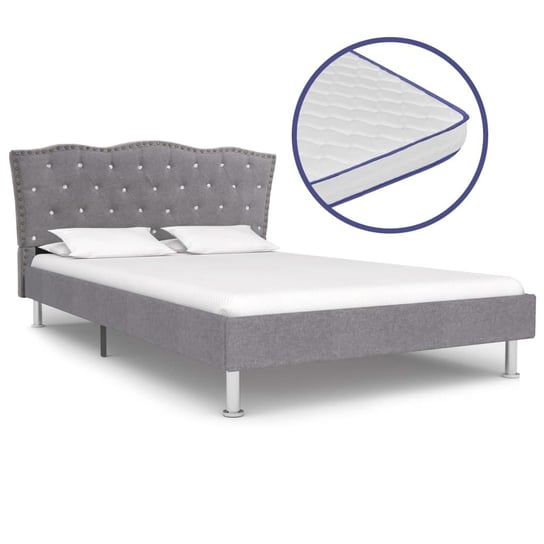 Łóżko szare, tapicerowane, z materacem, 140x200 vidaXL