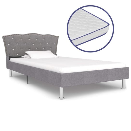Łóżko szare, tapicerowane, z materacem, 90x200 vidaXL