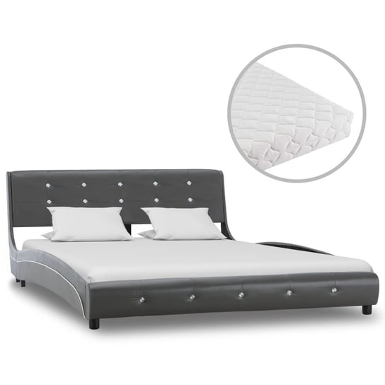 Łóżko szare, z materacem, 140x200 vidaXL