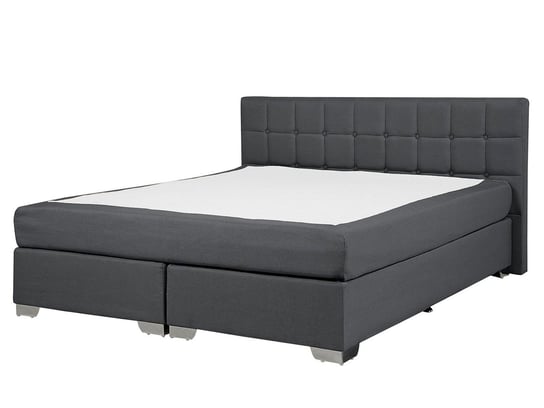 Łóżko szare, z zagłówkiem, z materacem, 160x200 Beliani