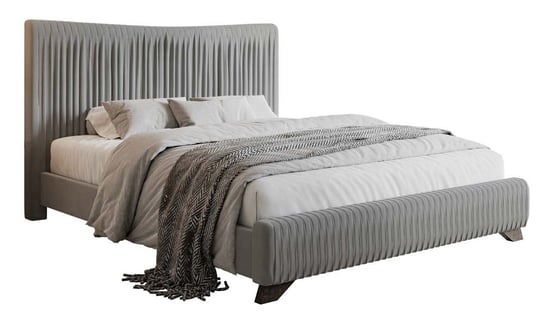 Łóżko tapicerowane Bratan 160x200 cm szare Selsey