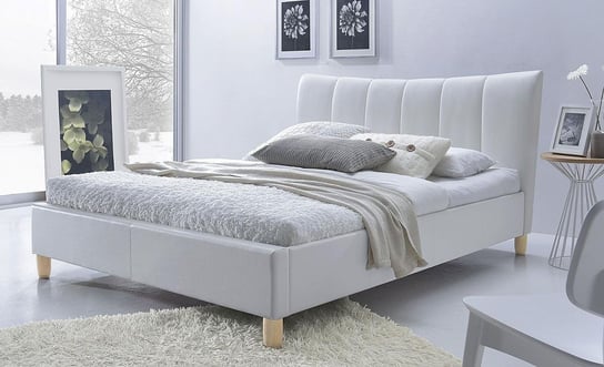 Łóżko tapicerowane Elior Sandis, białe, 100x174x217 cm Elior